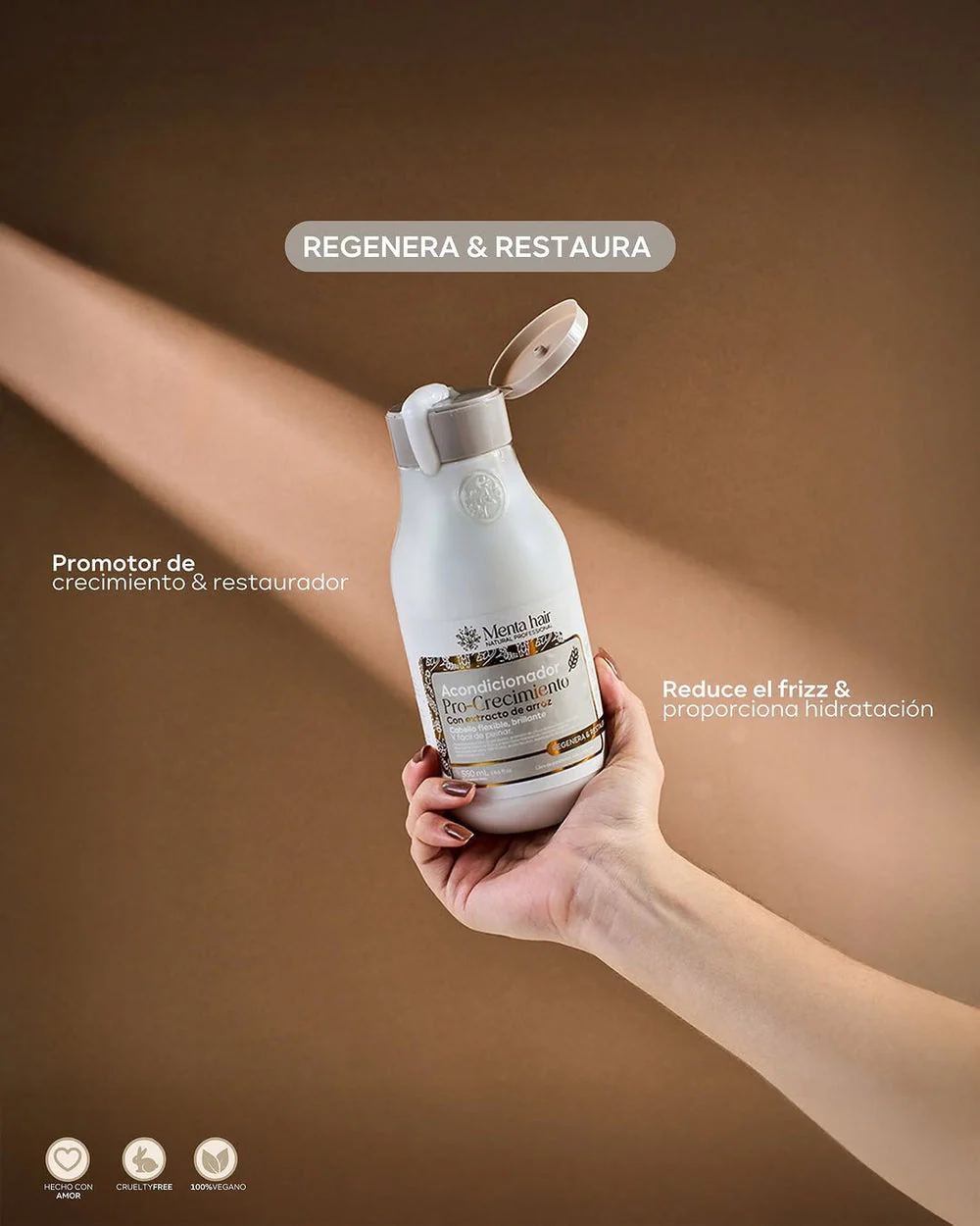 Acondicionador pro-crecimiento con extracto de arroz X550ml Menta Hair - Image 4