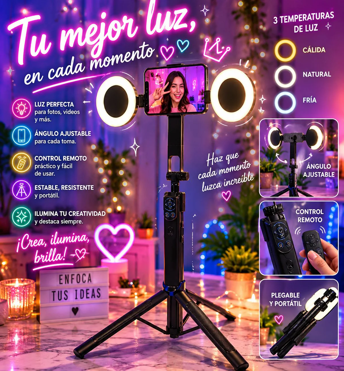 ARO DE LUZ PROFESIONAL  CON TRIPODE