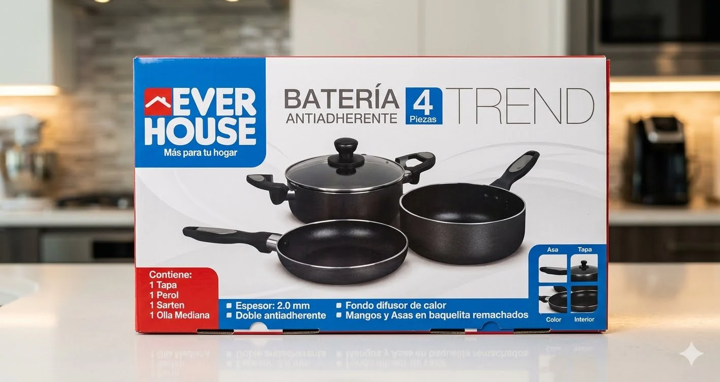 Batería antiadherente 4 piezas Ever house