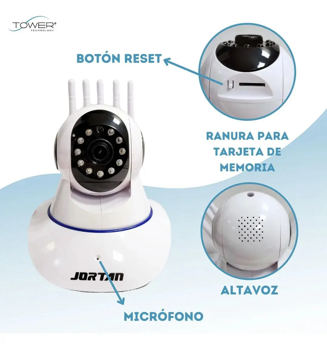 CAMARA DE SEGURIDAD IP WIFI INALAMBRICA HD 360 ° PANORAMICA JORTAN - Image 2