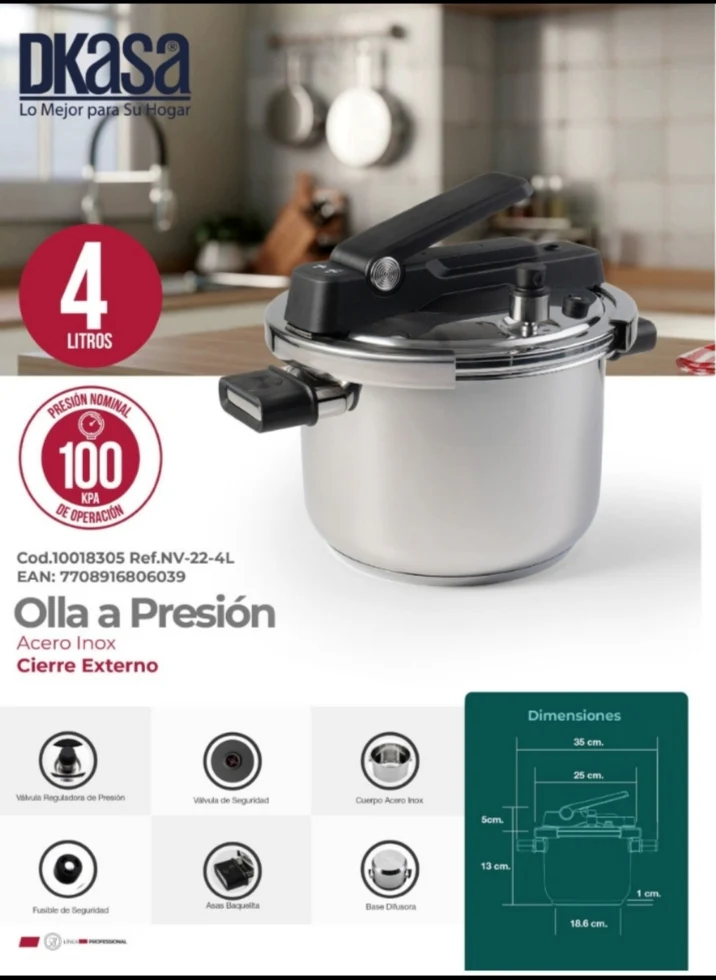 Olla a presión acero inoxidable Dkasa 4 L - Image 2