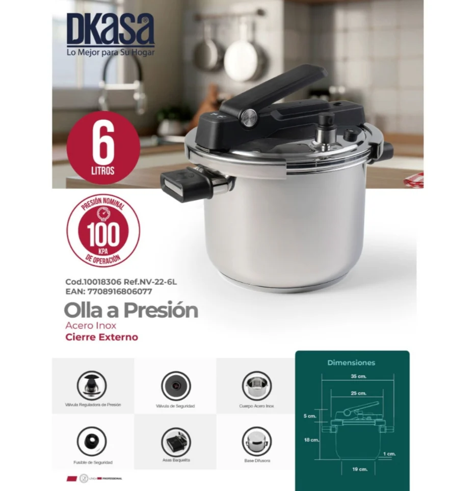 Olla a presión acero inoxidable Dkasa 6L - Image 2