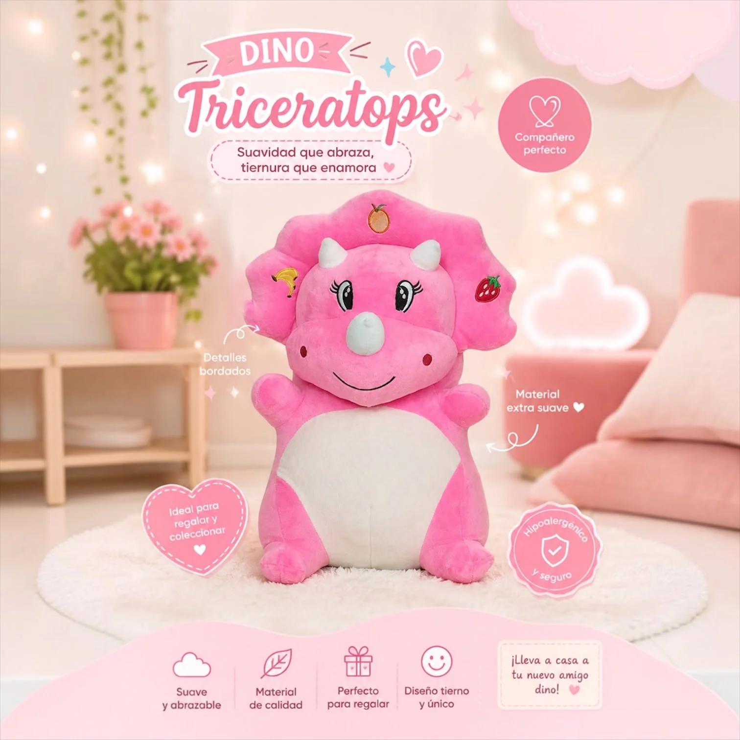 PELUCHE CON COBIJA TRICERATOPS