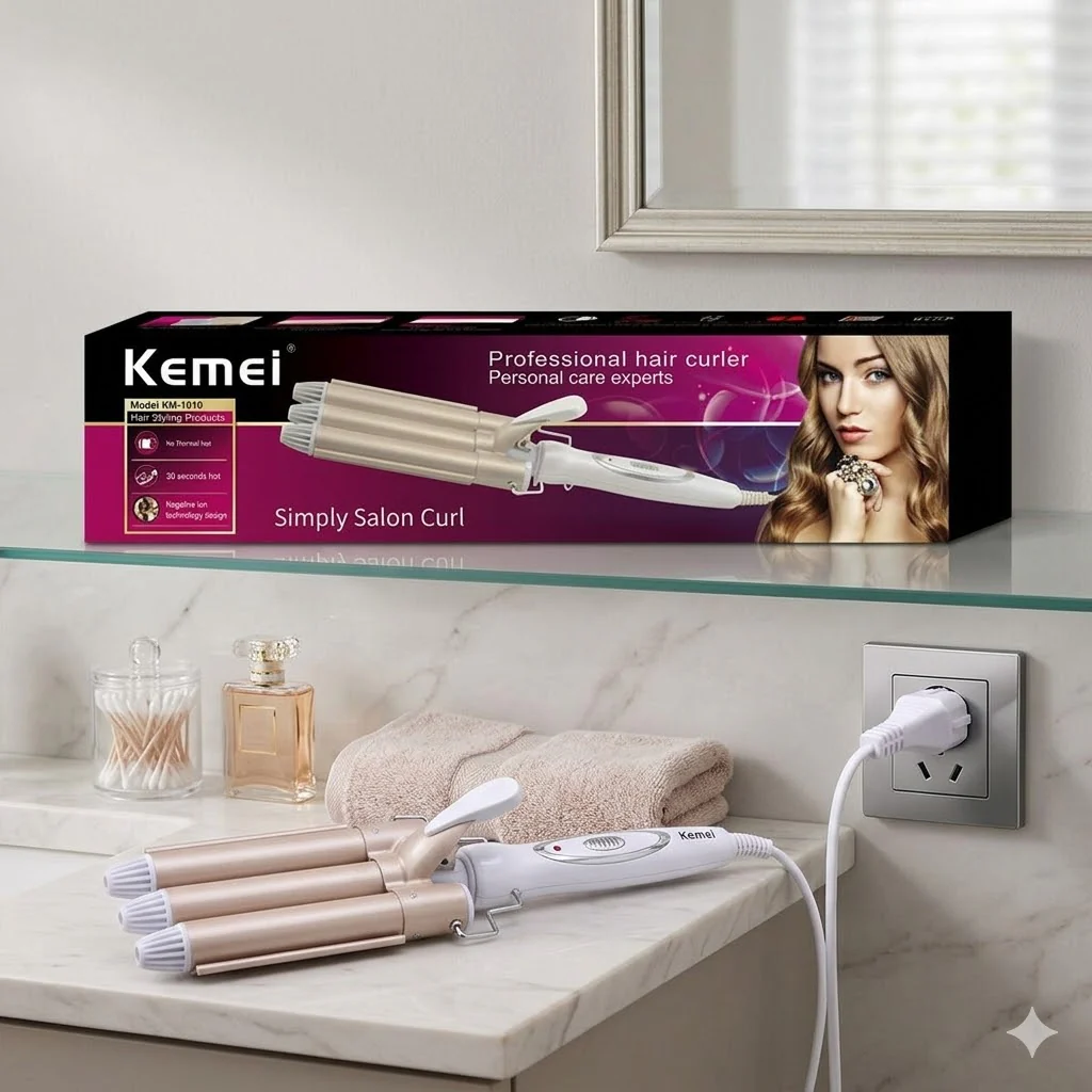 Rizador tres tubos Kemei KM-1010