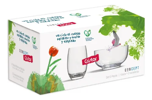 Set 6 piezas vasos+ ensaladera