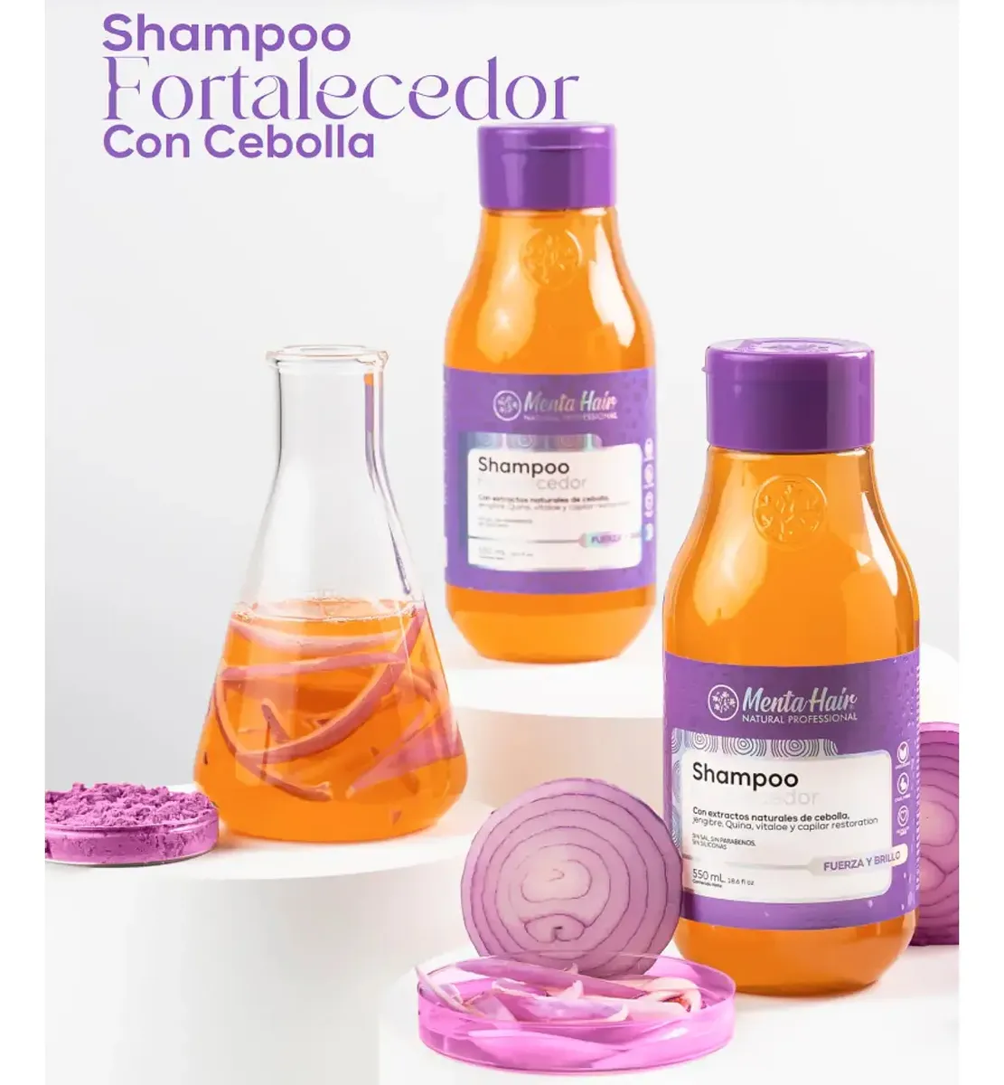 Shampoo Cebolla, Jengibre Y Ajo 550 ml  Menta Hair - Image 2